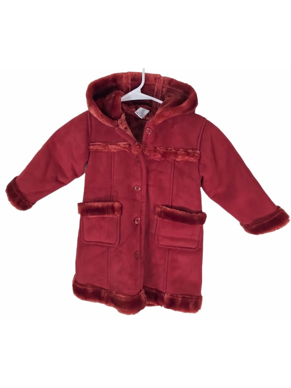 Vintage BabyGap Holiday faux fur-lined hooded long coat